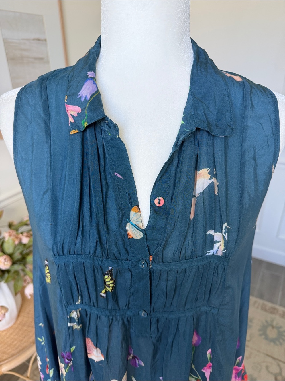 Johnny Was Summy Long Tunic Dress Dark Floral Boho Small - Picture 4 of 14